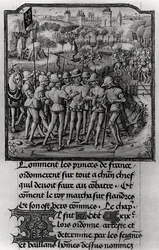 The War Council of Philippe the Bold, Duke of Burgundy, Jean de France, Duke of Berry and Louis II, Duke of Bourbon at Senlis, from Froissart